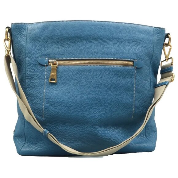 100% Authentic PRADA Blue Leather Shoulder Bag 613-082824 - Picture 1 of 12
